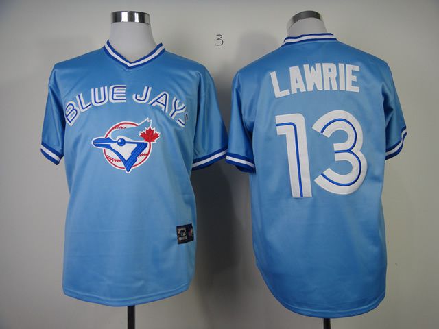 Men Toronto Blue Jays #13 Lawrie Light Blue Throwback MLB Jerseys